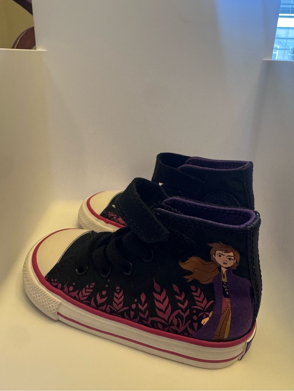 Converse Kids Black and Purple High-Top Sneakers with Pink Accents